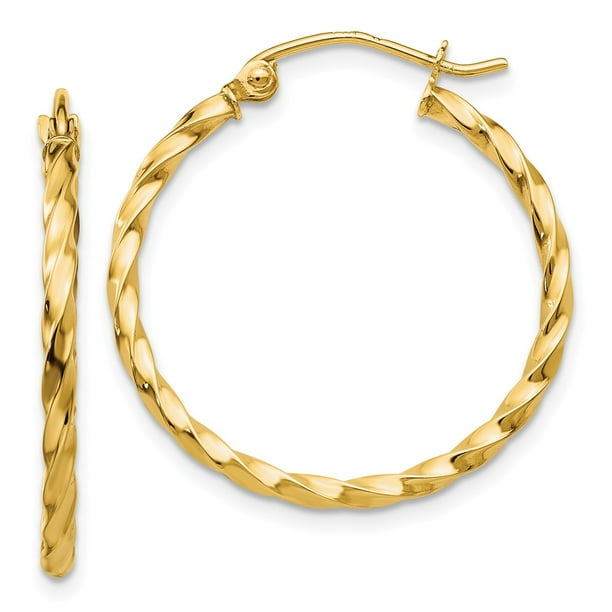 Details about   Real 14kt Yellow Gold Polished Twist Hoop Earrings